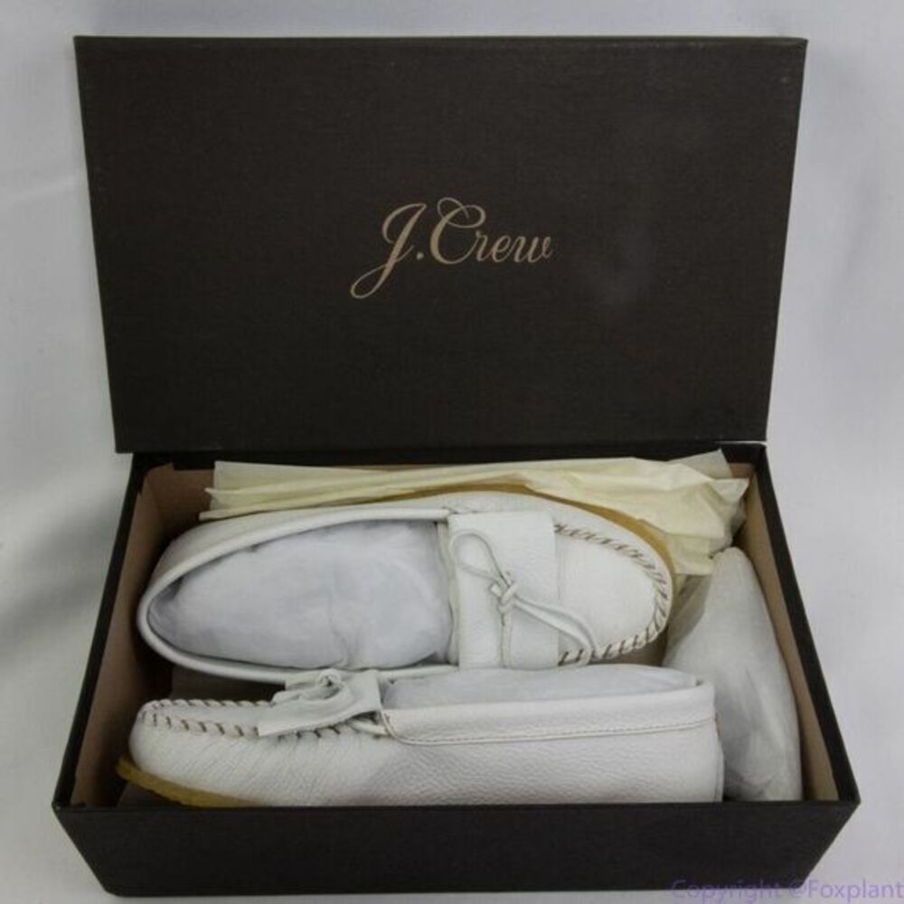 J. Crew Soft unlined leather loafers, size 9, color white, new in box - Picture 2 of 14